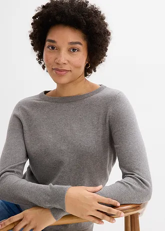 Pull en fine maille • gris chiné • Boutique bonprix