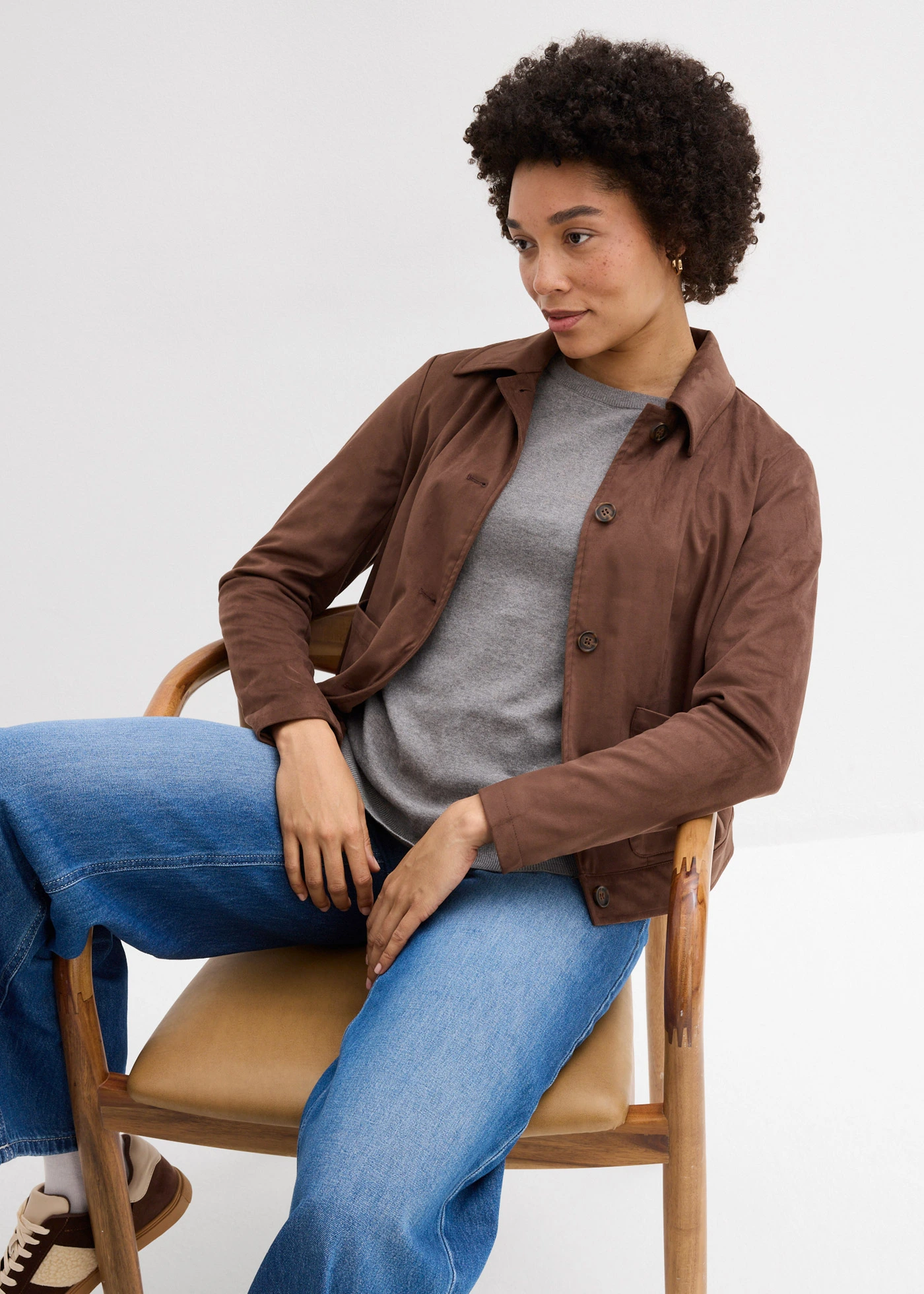 Pull en fine maille • gris chiné • Boutique bonprix