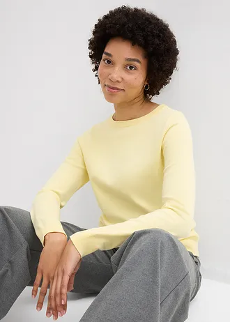 Sweter z cienkiej dzianiny • jasnożółty • sklep bonprix