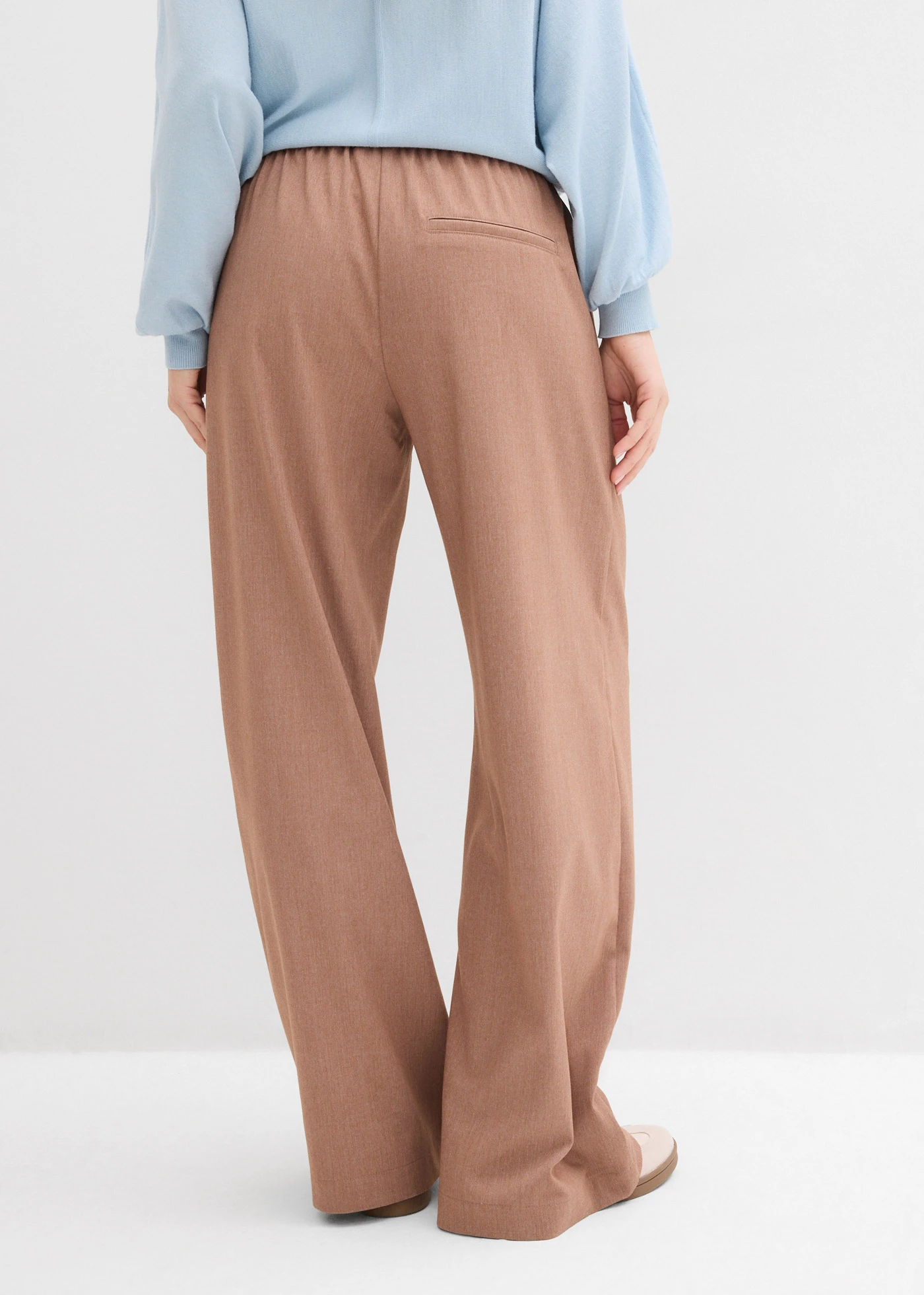 Pantalon palazzo à taille élastiquée • marron chiné • Boutique bonprix