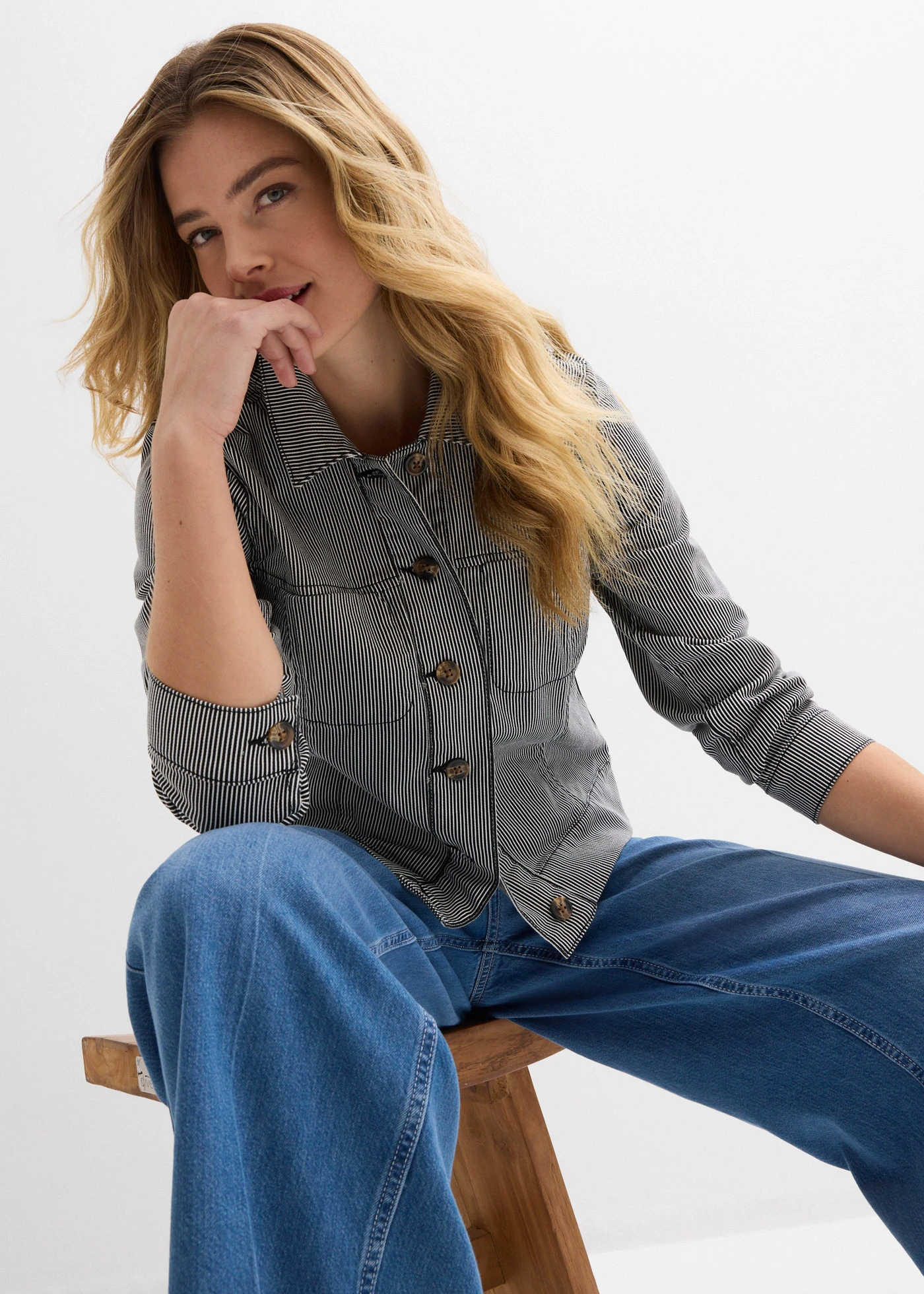 Veste mi-saison • noir rayé • Boutique bonprix