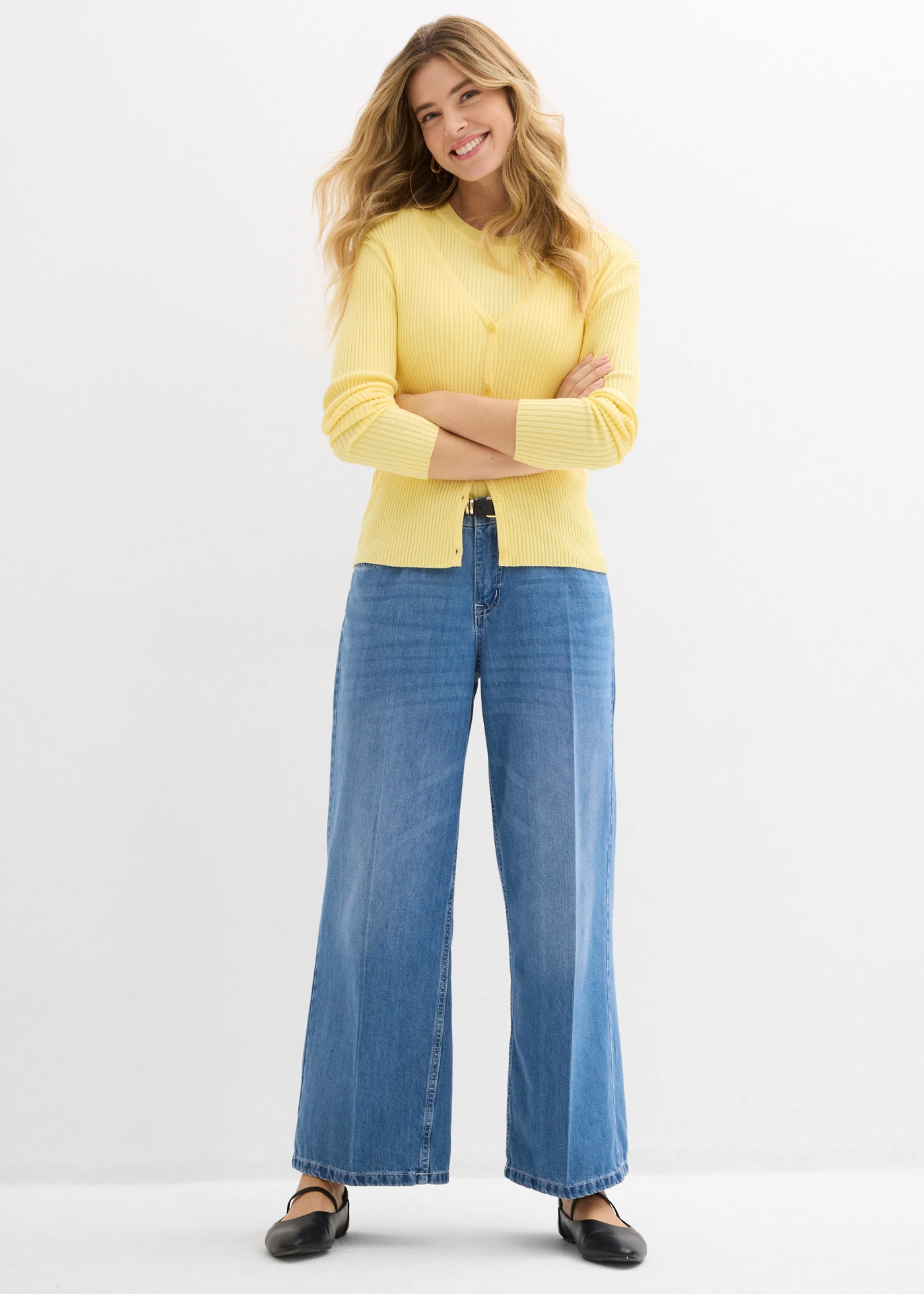 Gebreid vest met viscose • lichtgeel • bonprix online shop