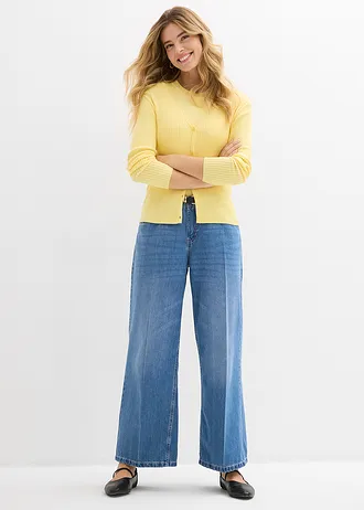 Gebreid vest met viscose, Kleur: lichtgeel