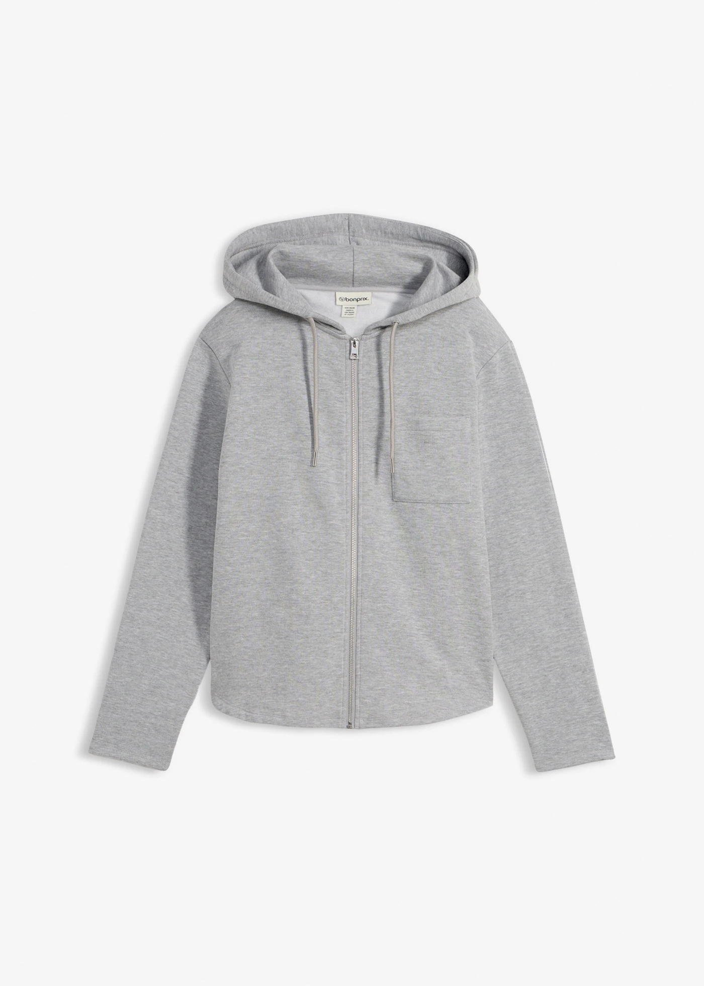 Jachetă casual cu glugă, cu poliester reciclat • gri deschis melanj • magazin bonprix