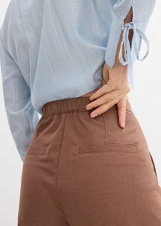 Pantaloni cu pense și talie comodă • maro castaniu • magazin bonprix