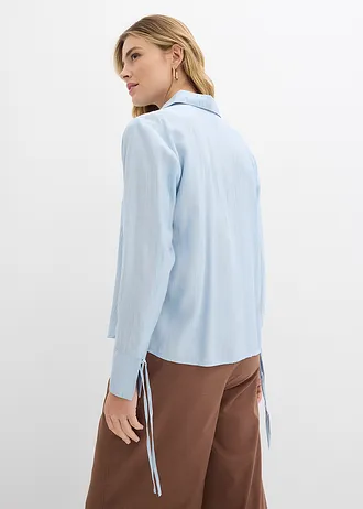Overhemdblouse in een soepele viscosemix, Kleur: poederblauw
