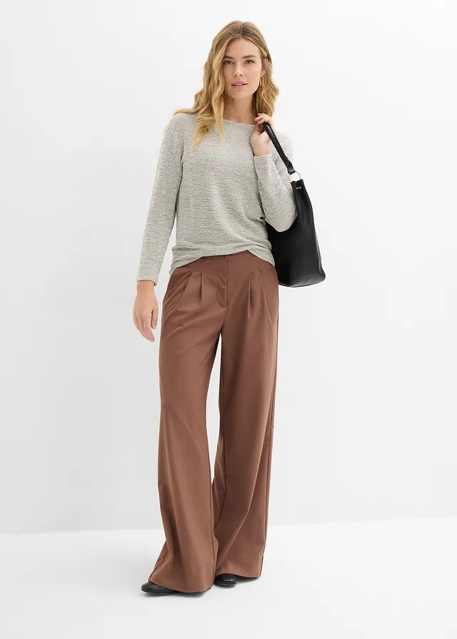 Shirt van een zachte viscose-mix wolwit - zwart geruit