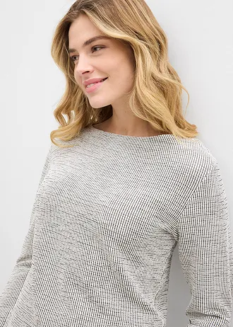 T-shirt doux • écru - noir carreaux • Boutique bonprix