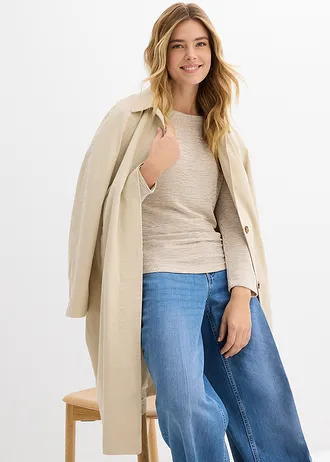 Bluză tricot din material moale cu viscoză • ecru-maro castaniu cadrilat • magazin bonprix