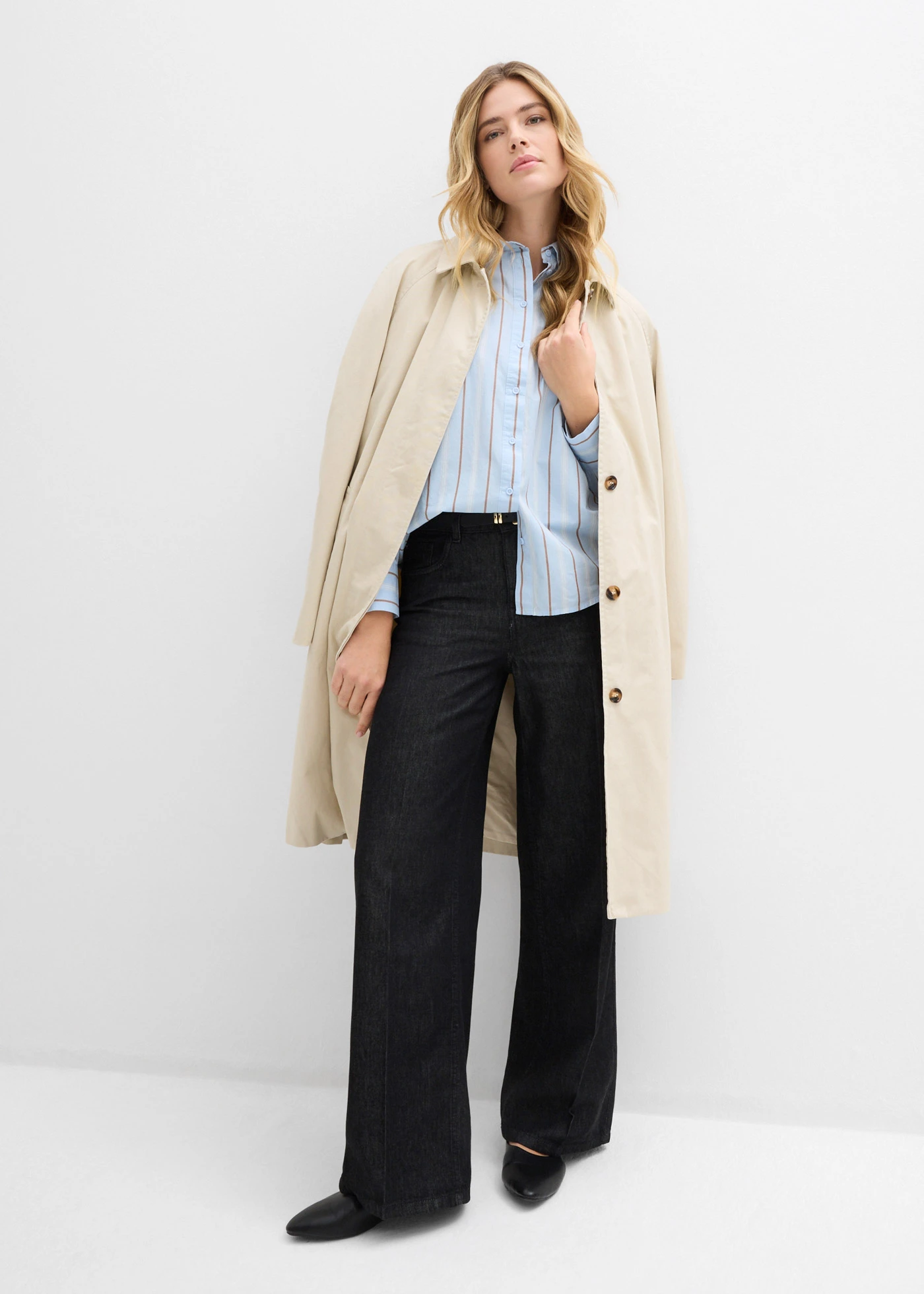 Overhemdblouse van katoen • poederblauw verticaal gestreept • bonprix online shop