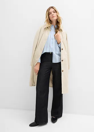 Overhemdblouse van katoen, Kleur: poederblauw verticaal gestreept