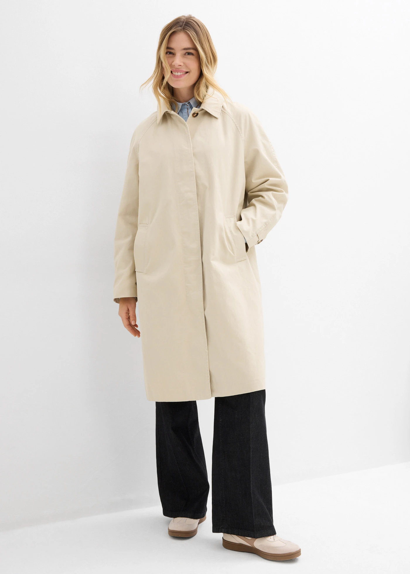 Trench à boutonnage simple • sable clair • Boutique bonprix