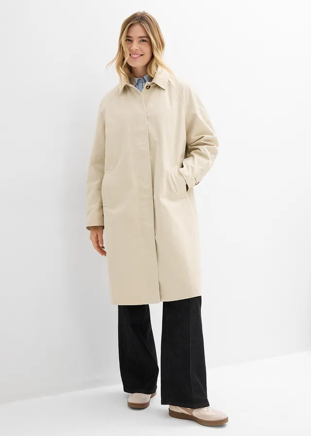 Trenchcoat met knoopsluiting, Kleur: lichtsand