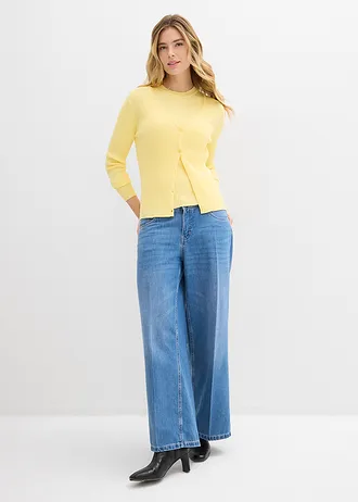 Gebreide top met viscose, Kleur: lichtgeel