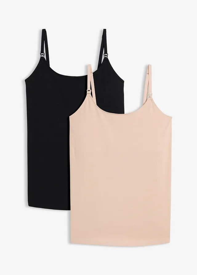 Maiou de alăptare din bumbac organic (set/2 buc.) • bej-cretă + negru • magazin bonprix