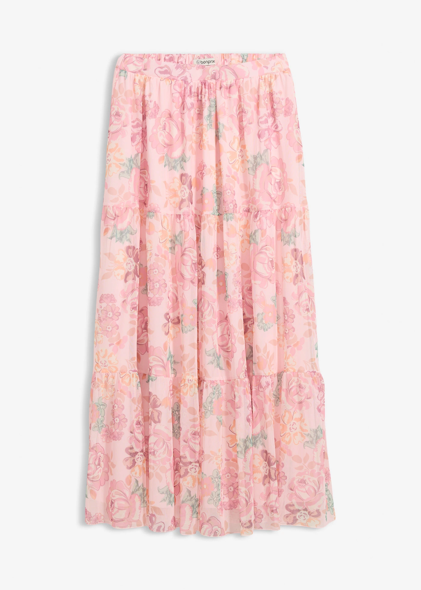 Jupe longue en mesh doux • rose clair floral • Boutique bonprix