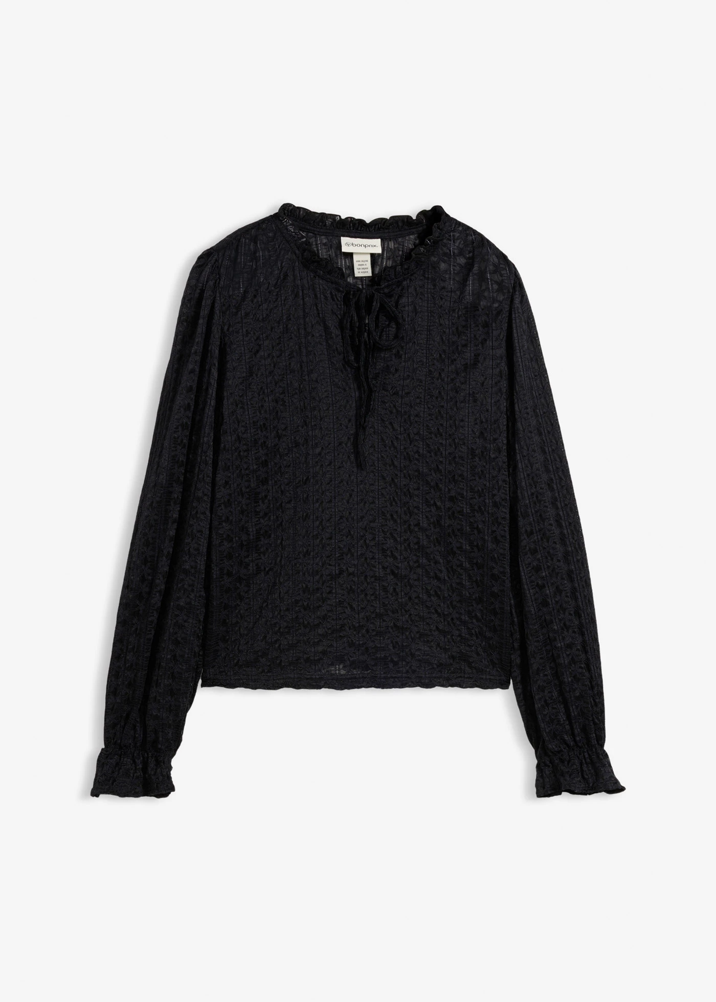 Kanten shirt met ballonmouwen • zwart • bonprix online shop