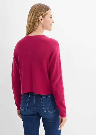 Gilet court en maille 100% coton • magenta • Boutique bonprix