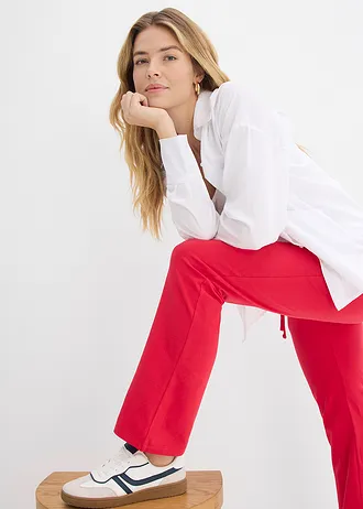 Pantaloni cu bumbac organic 100% cu stretch • roșu • magazin bonprix