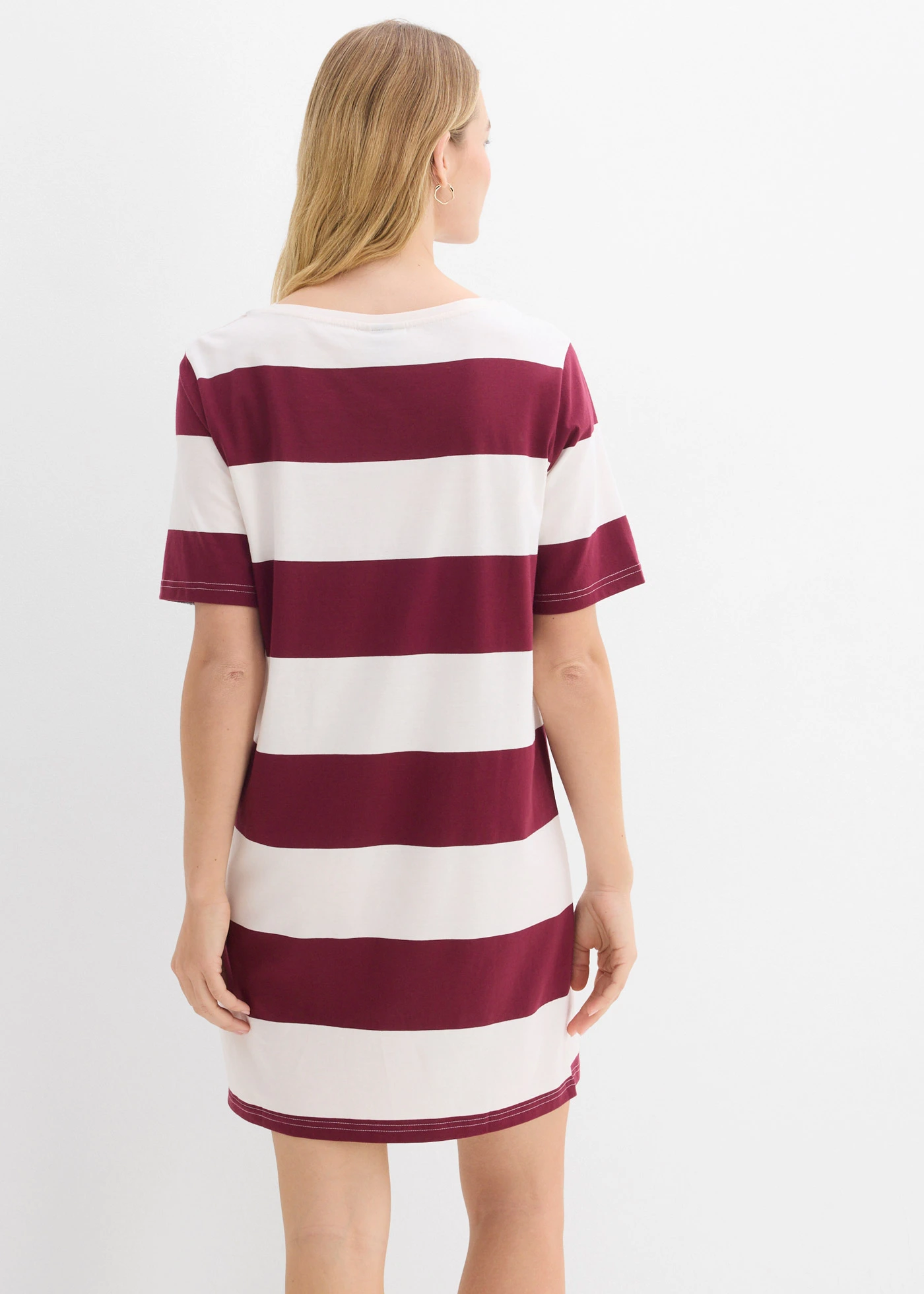 Sukienka T-shirtowa z czystej bawełny organicznej • czerwony klonowy - biel wełny • sklep bonprix