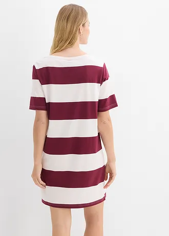 Sukienka T-shirtowa z czystej bawełny organicznej • czerwony klonowy - biel wełny • sklep bonprix