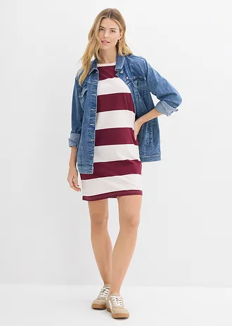 Robe boxy, 100% coton • rouge érable-écru • Boutique bonprix