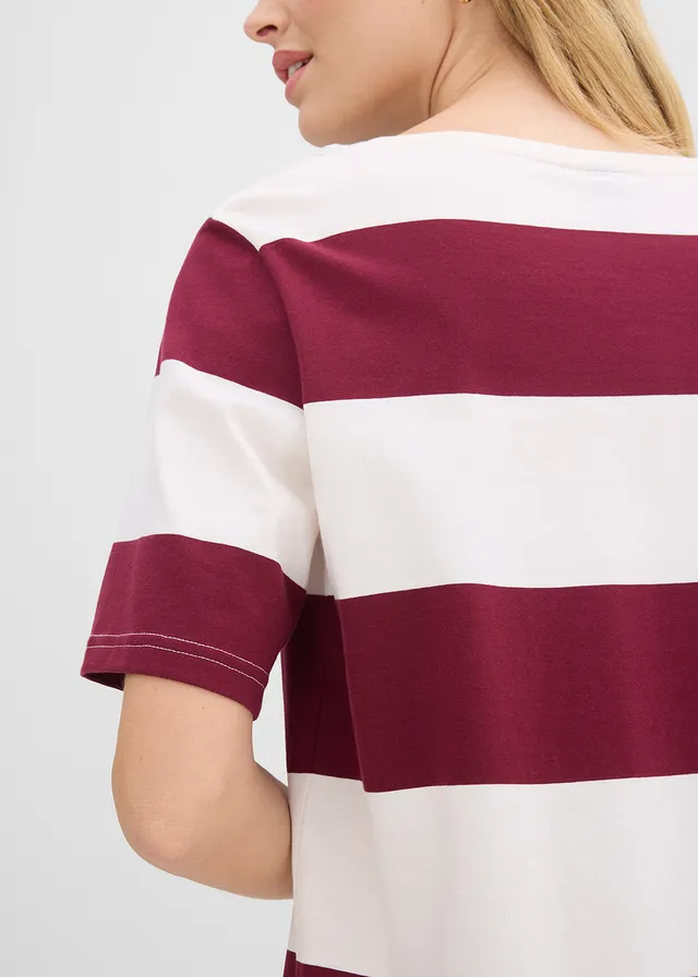 Boxy jurk van biologisch katoen • esdoornrood-wolwit • product-page.page-title-suffix
