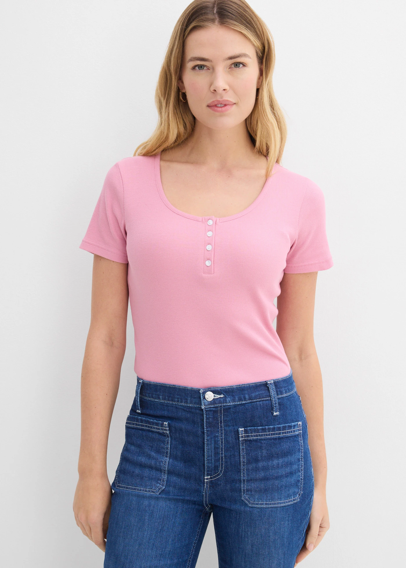 Henley shirt van biologisch katoen • rookorchidee • bonprix online shop