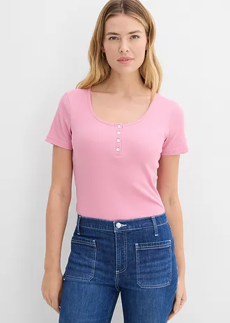 Bluză henley din bumbac organic 100% • violet-orhidee fumuriu • magazin bonprix