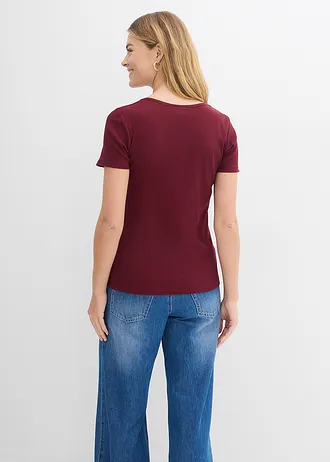 Henley shirt van biologisch katoen • esdoornrood • bonprix online shop