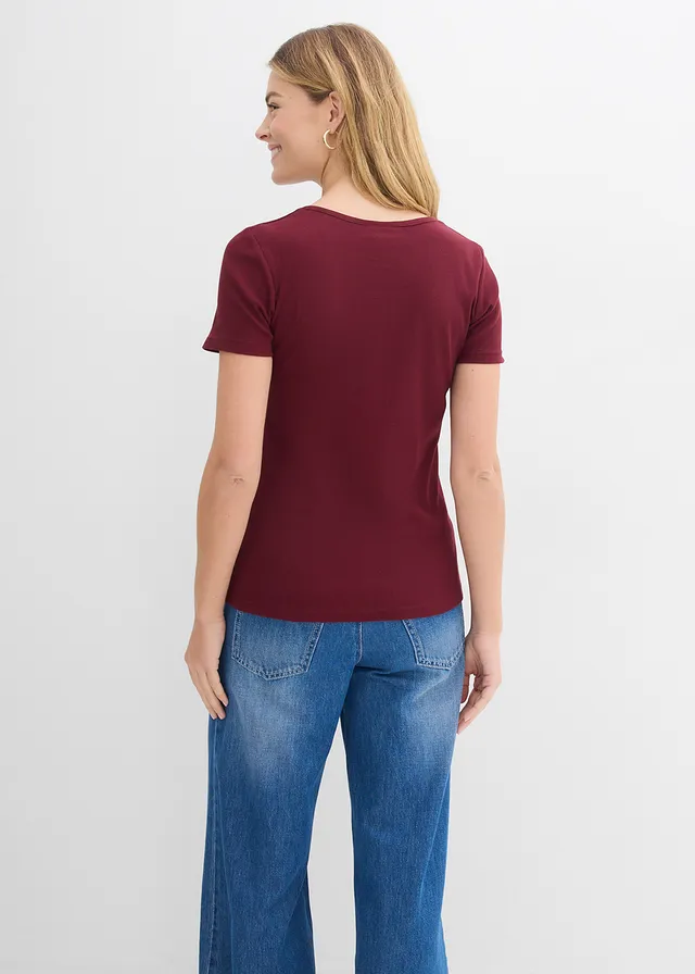 T-shirt col tunisien, 100% coton • rouge érable • product-page.page-title-suffix