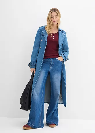 Bluzka z dekoltem henley z czystej bawełny organicznej • czerwony klonowy • sklep bonprix