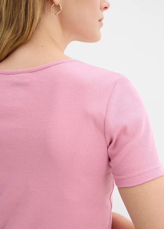 T-shirt col tunisien, 100% coton • orchidée fumé • product-page.page-title-suffix