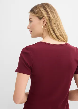 Henley shirt van biologisch katoen • esdoornrood • bonprix online shop