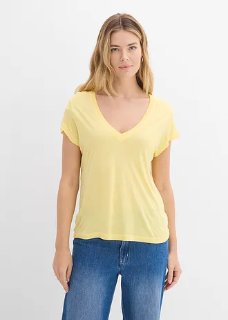 T-shirt z miękkiej wiskozy • żółty • sklep bonprix