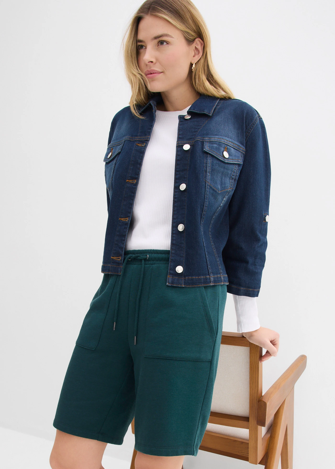 Sweat short met zakken • diepgroen • bonprix online shop