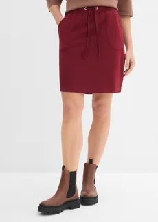 Spódnica z bawełny organicznej ze stretchem, kolor: czerwony rubinowy