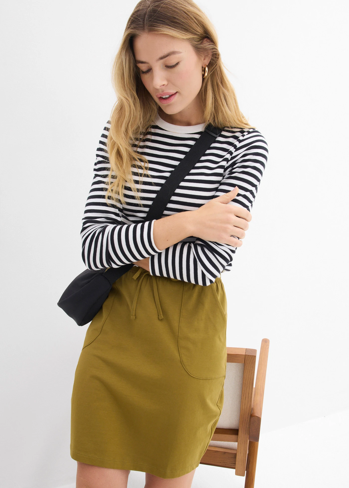 Jupe extensible en coton • vert naturel • Boutique bonprix