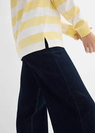 T-shirt manches longues à capuche 100% coton • jaune clair-écru rayé • Boutique bonprix