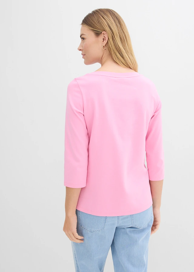 T-shirt van zwaar biologisch katoen, Kleur: roze