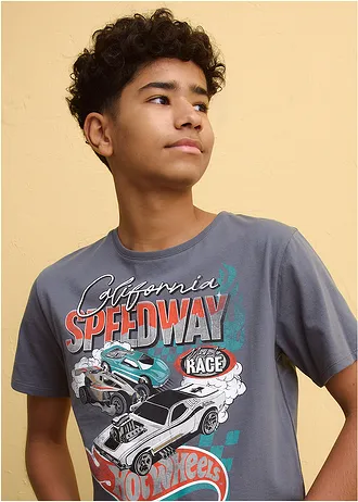 T-shirt Hot Wheels 100% coton • gris imprimé • Boutique bonprix