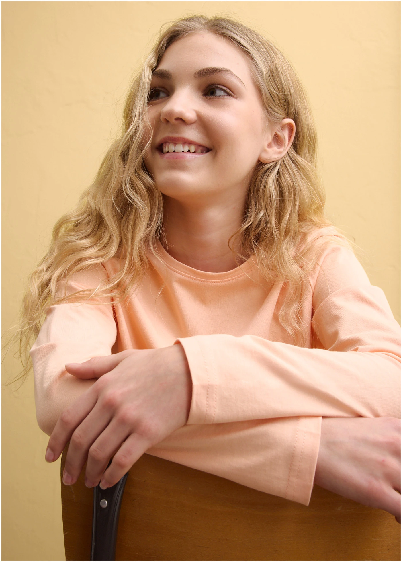 Bluzka z długim rękawem z czystej bawełny organicznej (3 szt.) • granatowy+brzoskwiniowy+biały • sklep bonprix