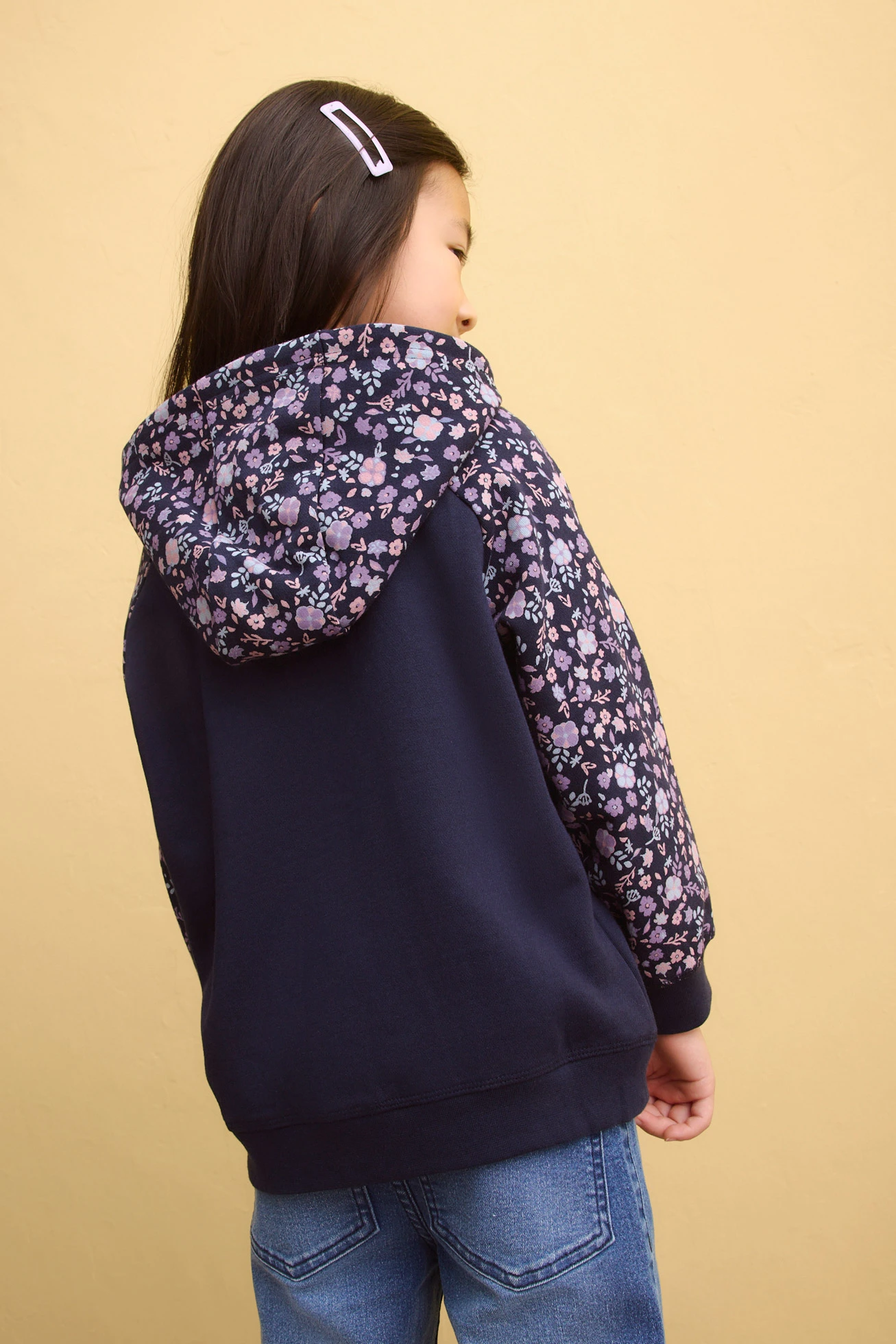 Sweatvest met capuchon van puur biologisch katoen • donkerblauw met print • bonprix online shop