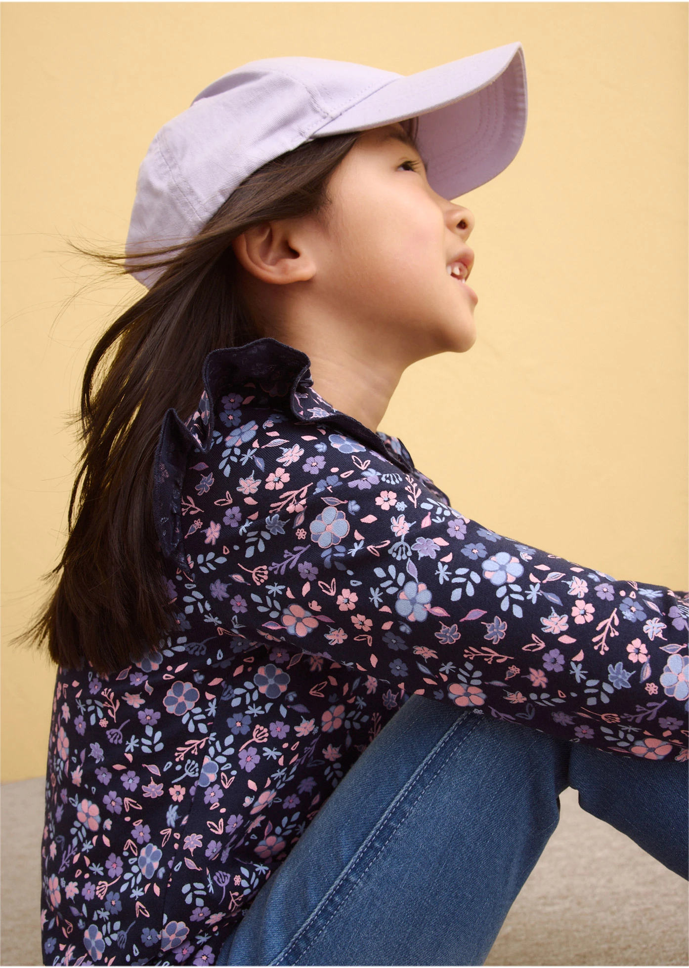 Hosszú ujjú póló tiszta bio-pamutból (3 db-os csomag) • sötétkék+füst bíborvörös+világoskék virágmintás • bonprix áruház