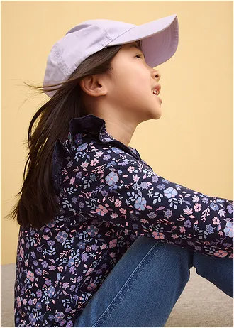 Tričko s dlouhým rukávem, z čisté organické bavlny (3 ks v balení) • tmavě modrá + kouřově fialová + světle modrá s květy • bonprix obchod