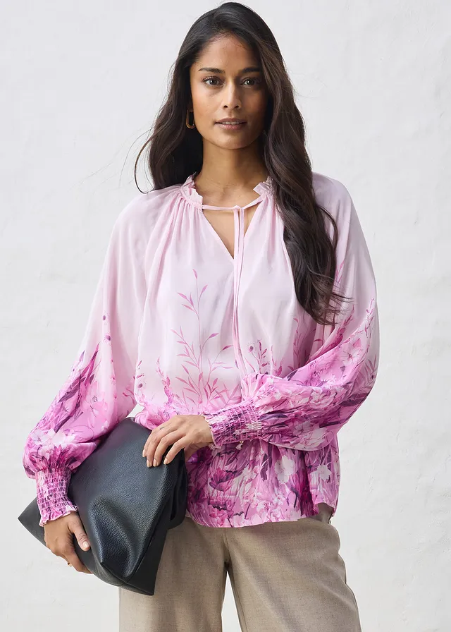 Blouse met zijde • roze/licht orchidee gebloemd • product-page.page-title-suffix