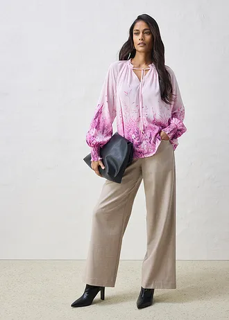 Blouse met zijde • roze/licht orchidee gebloemd • bonprix online shop