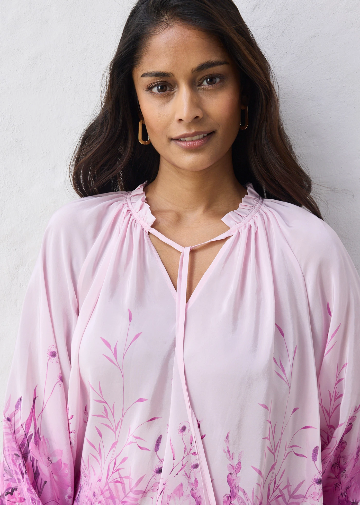 Blouse met zijde • roze/licht orchidee gebloemd • bonprix online shop