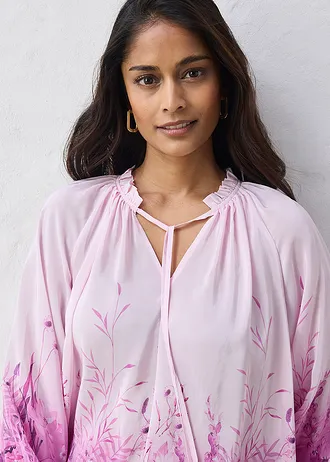 Bluză cu mătase • roz/roz-orhidee deschis floral • magazin bonprix