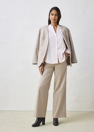 Wijde 5-pocketbroek met wol, Kleur: lichtsand gemêleerd